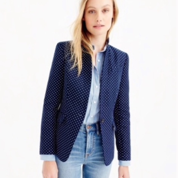 J. Crew Navy Polka Dot Regent Blazer - Picture 2 of 6